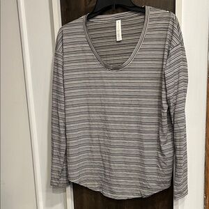 Athleta Cloudlight Stratus Striped  Black and White  Long Sleeve Top